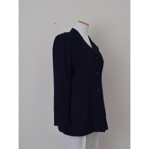 Vintage 90s Navy Linen/Rayon Jacket size 10‎ - Picture 4 of 10